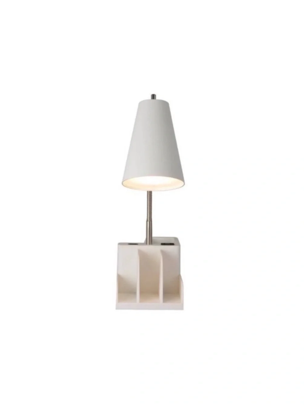 White Multi-Function Desk Lamp with Organizer and Phone Holder